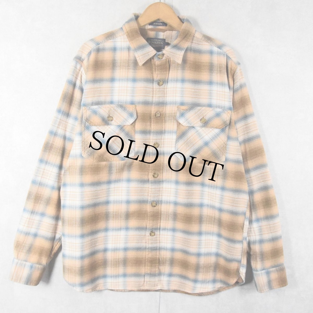 画像1: PENDLETON "BURNSIDE" オンブレーチェック柄 ライトネルシャツ L (1)