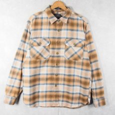 画像1: PENDLETON "BURNSIDE" オンブレーチェック柄 ライトネルシャツ L (1)
