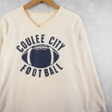 画像1: 70〜80's RUSSELL ATHLETIC 金タグ USA製 "COULEE CITY FOOYBALL" Vネック フットボールTシャツ L (1)