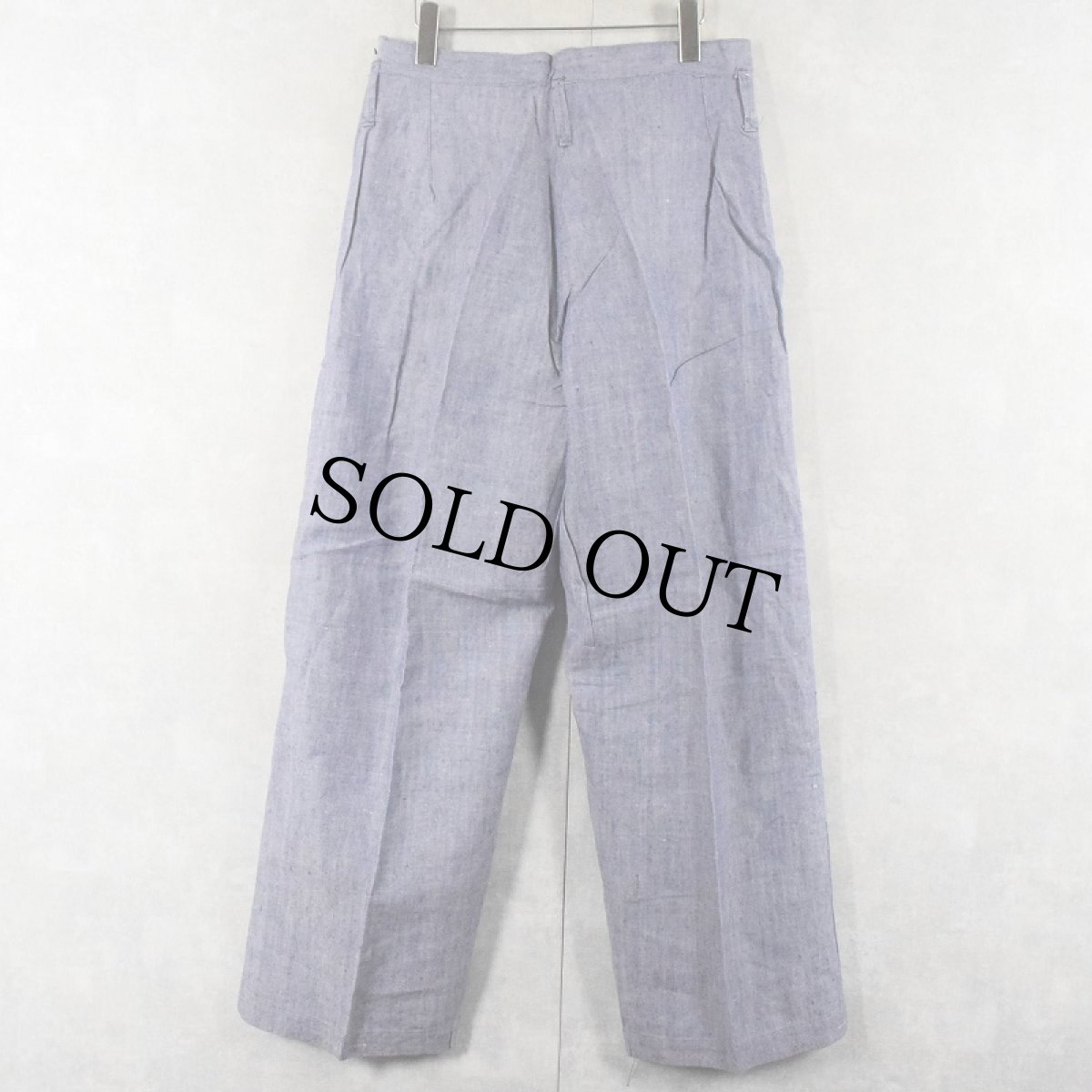 画像2: 50〜60's FRENCH MILITARY リネンセーラーパンツ "ワンウォッシュ" DEADSTOCK 【W31 L30】 (2)