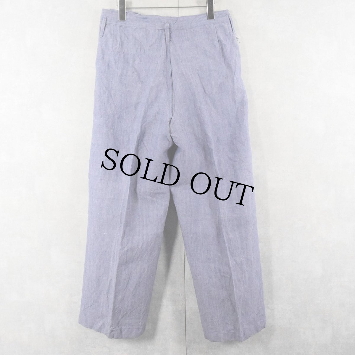 画像2: 50〜60's FRENCH MILITARY リネンセーラーパンツ "ワンウォッシュ" DEADSTOCK 【W32 L28】 (2)