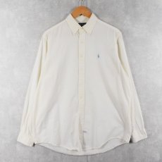画像1: Ralph Lauren ロゴ刺繍 コットンボタンダウンシャツ L (1)