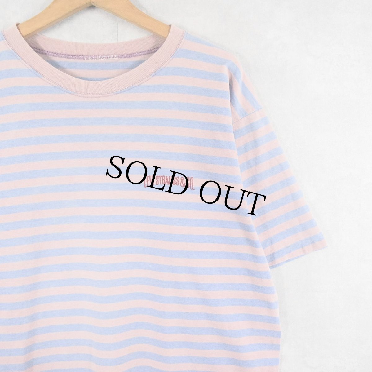 画像1: 90's Levi's "LEVI STRAUSS&CO" ボーダー柄 ロゴ刺繍Tシャツ (1)