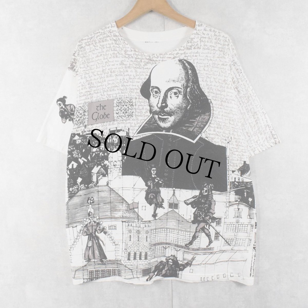 画像1: 【SALE】 William Shakespeare "The Globe" 作家大判プリントTシャツ (1)