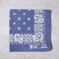 画像1: 80's PARIS ACCESSORIES,INC. USA製 ペイズリー柄 バンダナ NAVY (1)