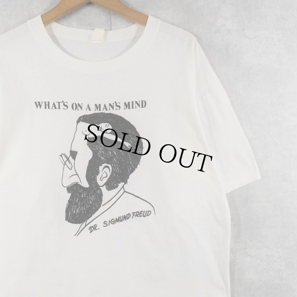 画像1: 90's Sigmund Freud "WHAT'S ON A MAN'S MIND" 騙し絵アートプリントTシャツ (1)