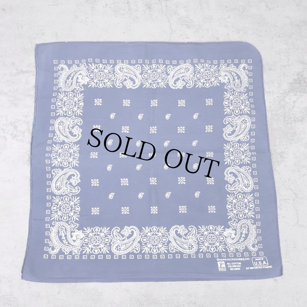 画像2: 80's PARIS ACCESSORIES,INC. USA製 ペイズリー柄 バンダナ NAVY (2)