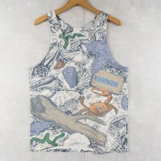 画像1: 90's PACIFIC CITIES SPORTSWEAR USA製 "WASHINGTON" 貝殻柄 タンクトップ L (1)