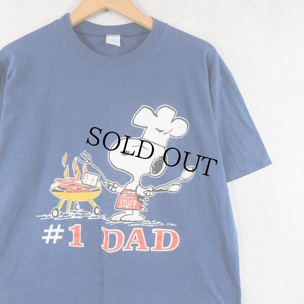 画像1: 80's SNOOPY "#1 DAD" キャラクタープリントTシャツ M (1)