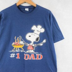 画像1: 80's SNOOPY "#1 DAD" キャラクタープリントTシャツ M (1)