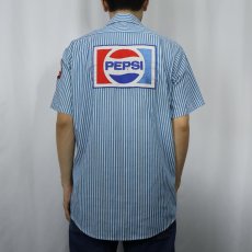 画像3: 70〜80's RIVERSIDE USA製 "PEPSI＆Dr. Pepper" 飲料メーカー ロゴワッペン付き ストライプ柄 ポリエステル×コットンシャツ M (3)
