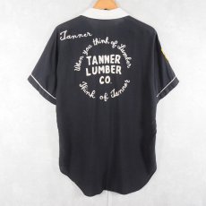 画像2: 50〜60's The Swingster "TANNER LUMBER CO." チェーン刺繍 レーヨンボーリングシャツ BLACK (2)