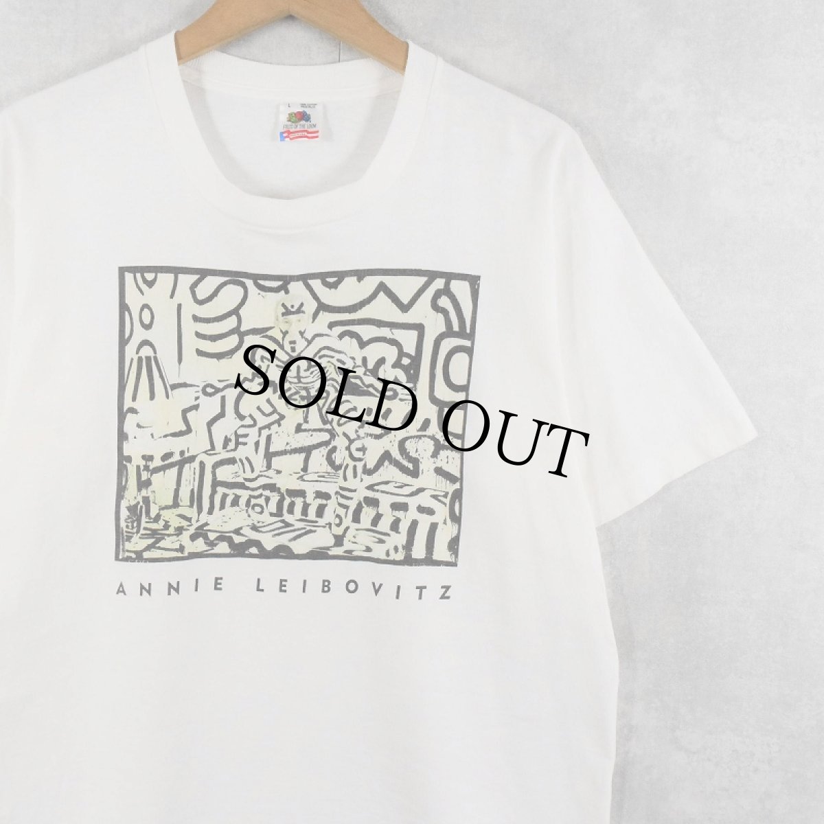 画像1: 90's Keith Haring by ANNIE LEIBOVITZ USA製 フォトアートプリントTシャツ L (1)