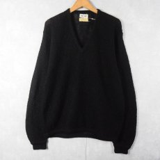 画像1: 60's THE STAG SHOP by RAMBULE Vネック モヘアニットセーター BLACK L (1)