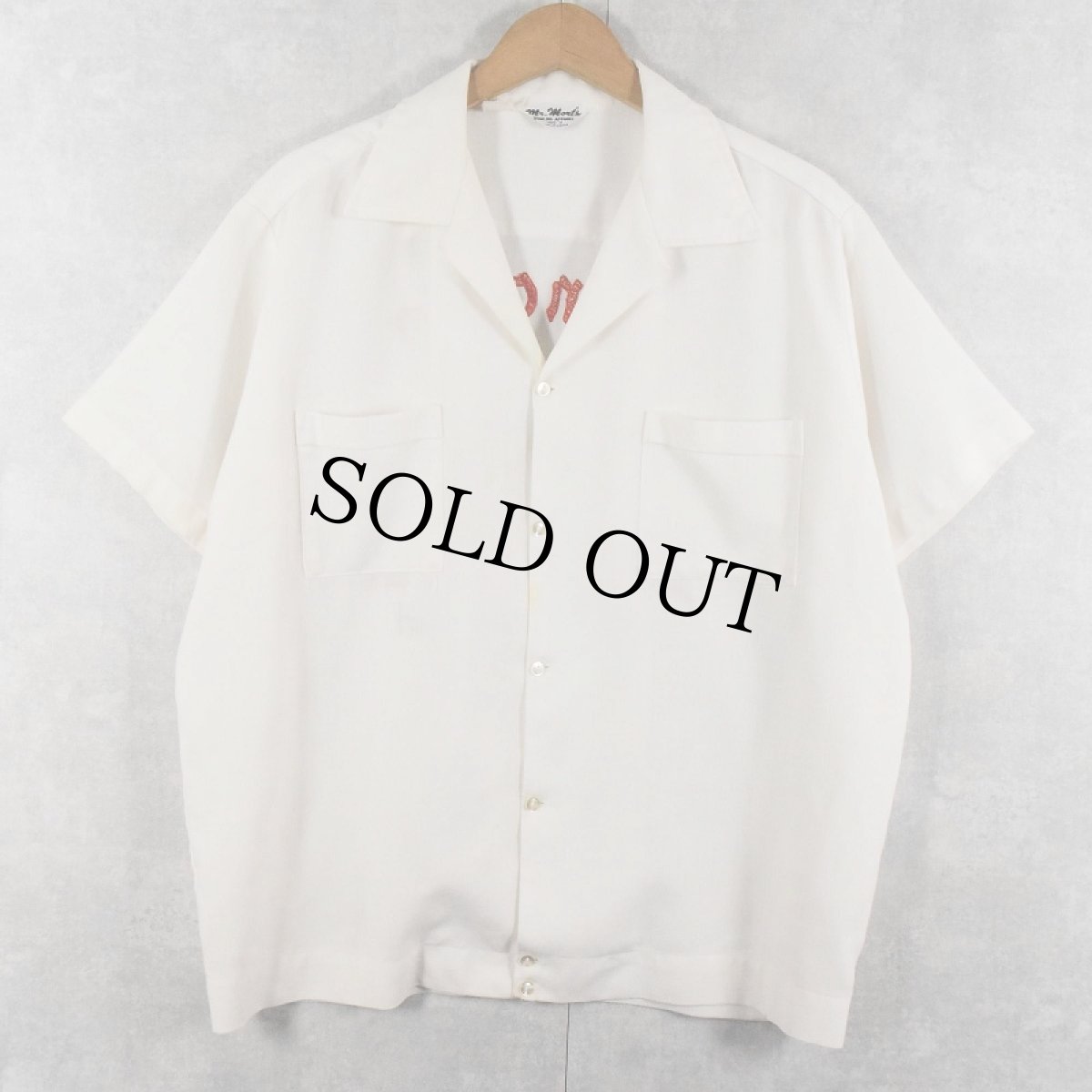 画像2: 60's Mr.Mort's USA製 "Encino Shrine Club" チェーン刺繍 レーヨンボーリングシャツ L (2)