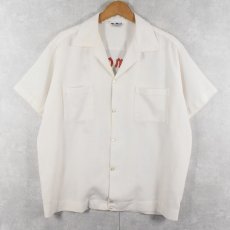 画像2: 60's Mr.Mort's USA製 "Encino Shrine Club" チェーン刺繍 レーヨンボーリングシャツ L (2)