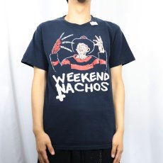 画像2: WEEKEND NACHOS パワーバイオレンスバンド "フレディ" プリントTシャツ BLACK M (2)