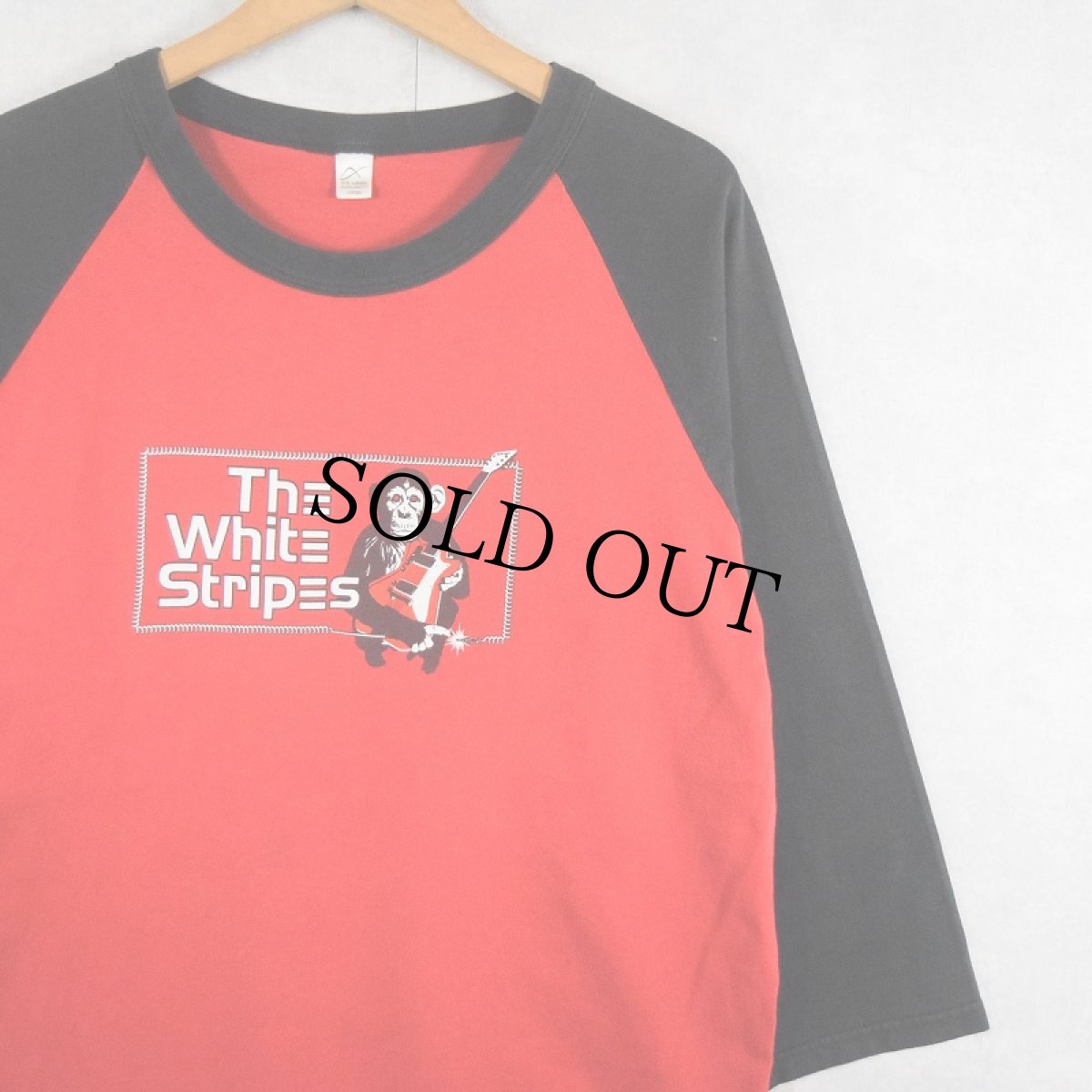 画像1: THE WHITE STRIPES ロックバンド プリントラグランTシャツ L (1)