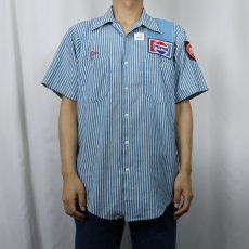 画像2: 70〜80's RIVERSIDE USA製 "PEPSI＆Dr. Pepper" 飲料メーカー ロゴワッペン付き ストライプ柄 ポリエステル×コットンシャツ M (2)
