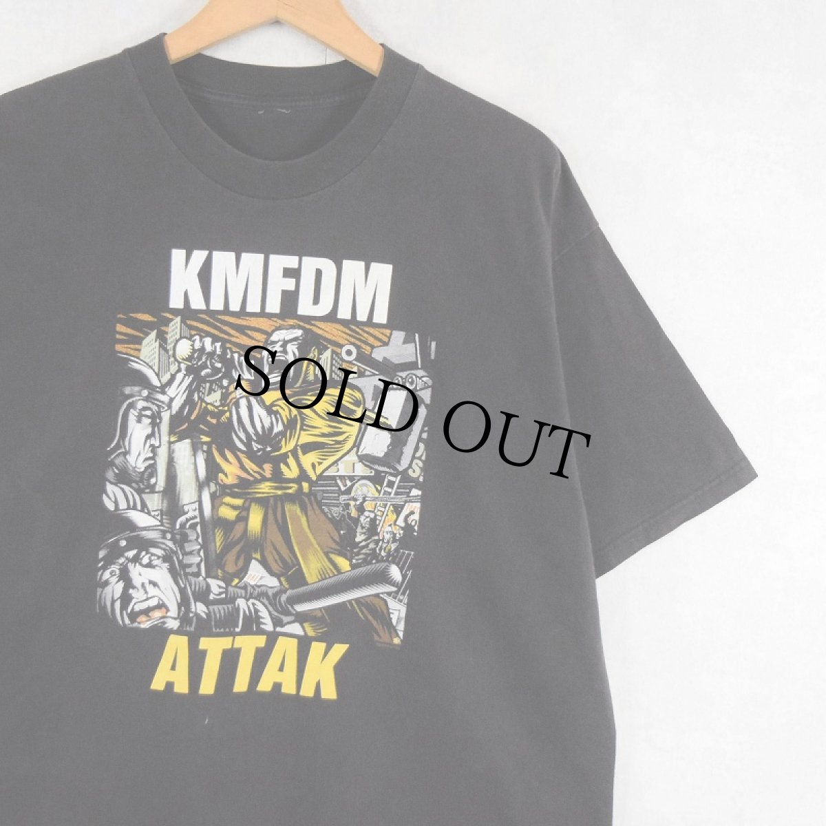 画像1: 2002 KMFDM "ATTAK" インダストリアルバンド アルバムプリントTシャツ BLACK (1)