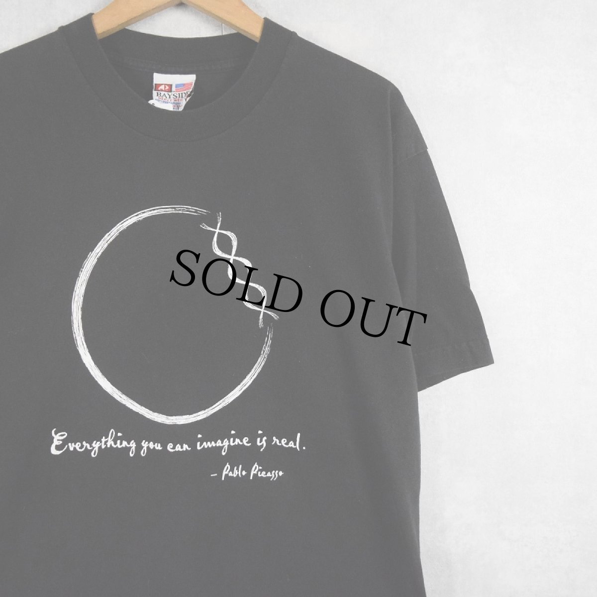 画像1: 90's Pablo Picasso USA製 "Everything you can imagine is real." アートプリントTシャツ BLACK L (1)