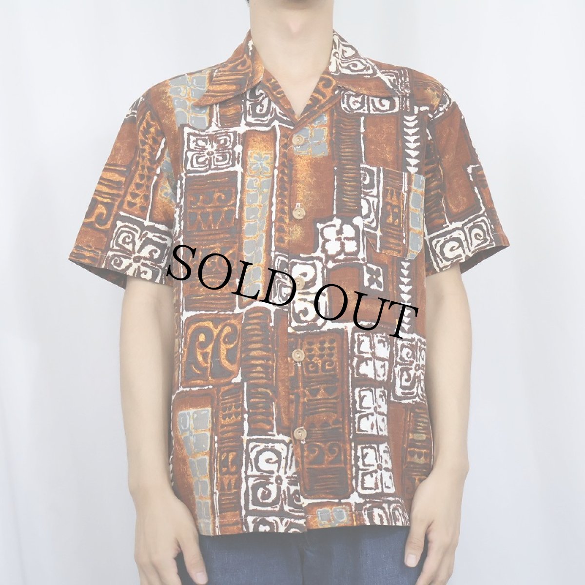 画像2: 70's CALIFORNIA  for JCPenney オールオーバーパターン コットン×ポリエステルアロハシャツ L (2)