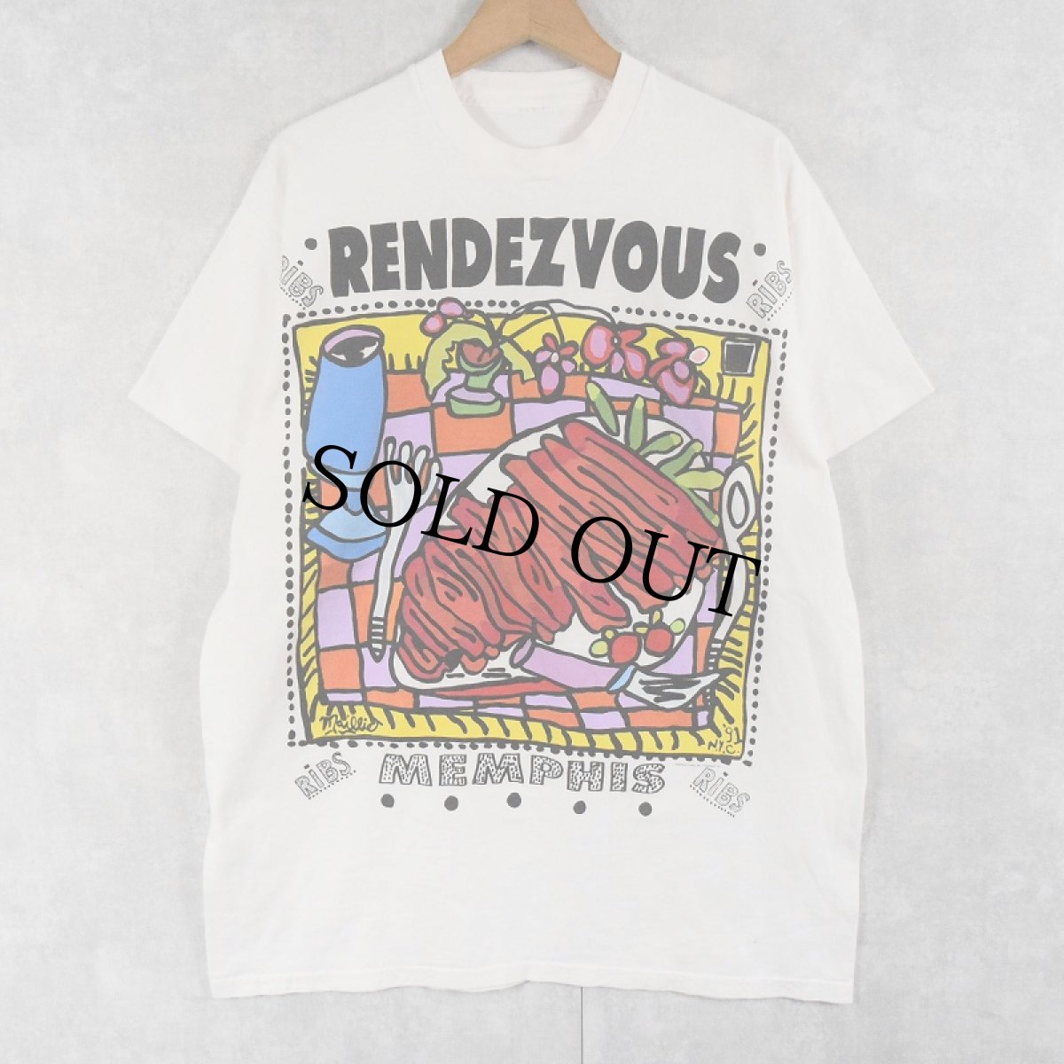 画像1: 90's RENDEZVOUS レストランプリントTシャツ (1)