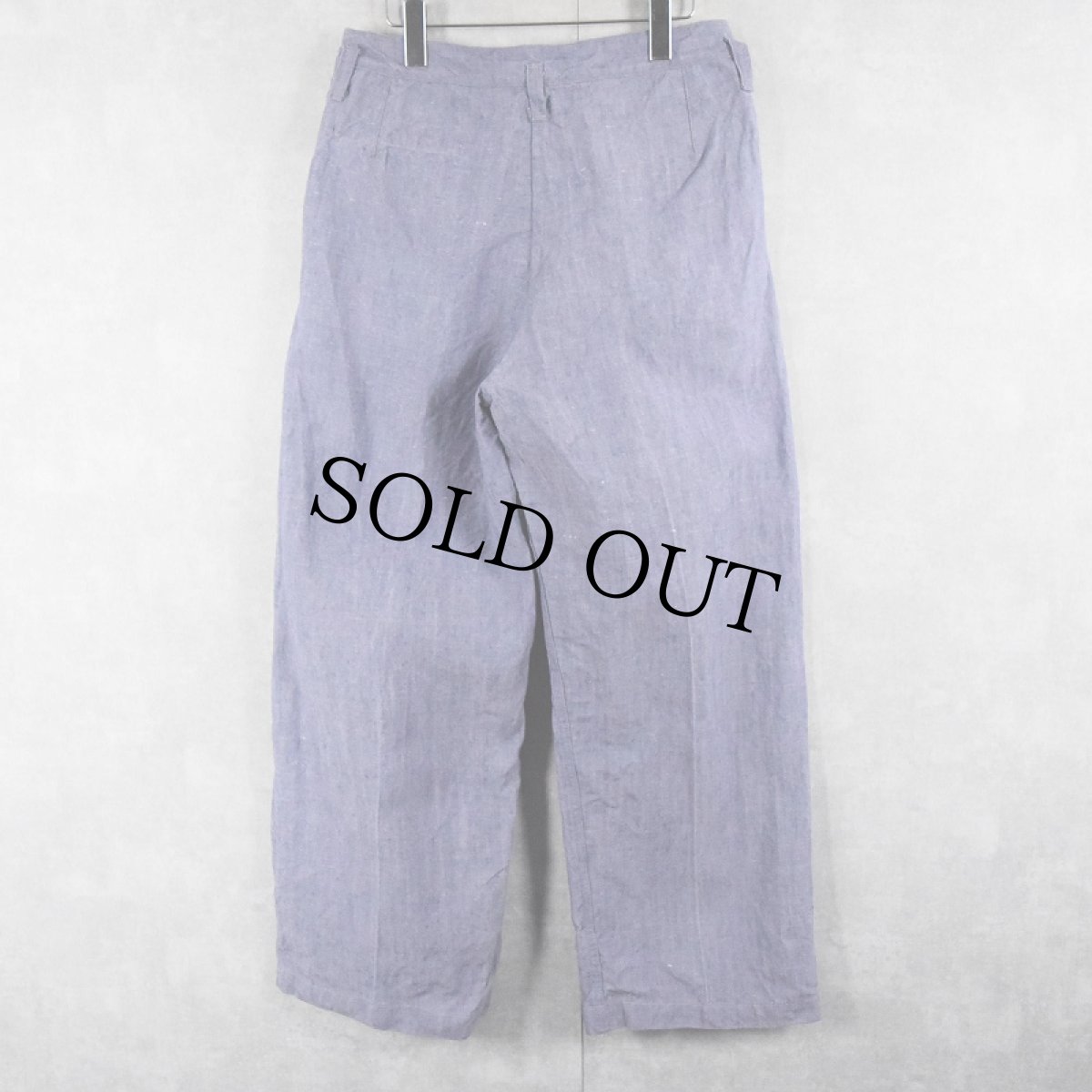 画像2: 50〜60's FRENCH MILITARY リネンセーラーパンツ "ワンウォッシュ" DEADSTOCK 【W30 L28】 (2)