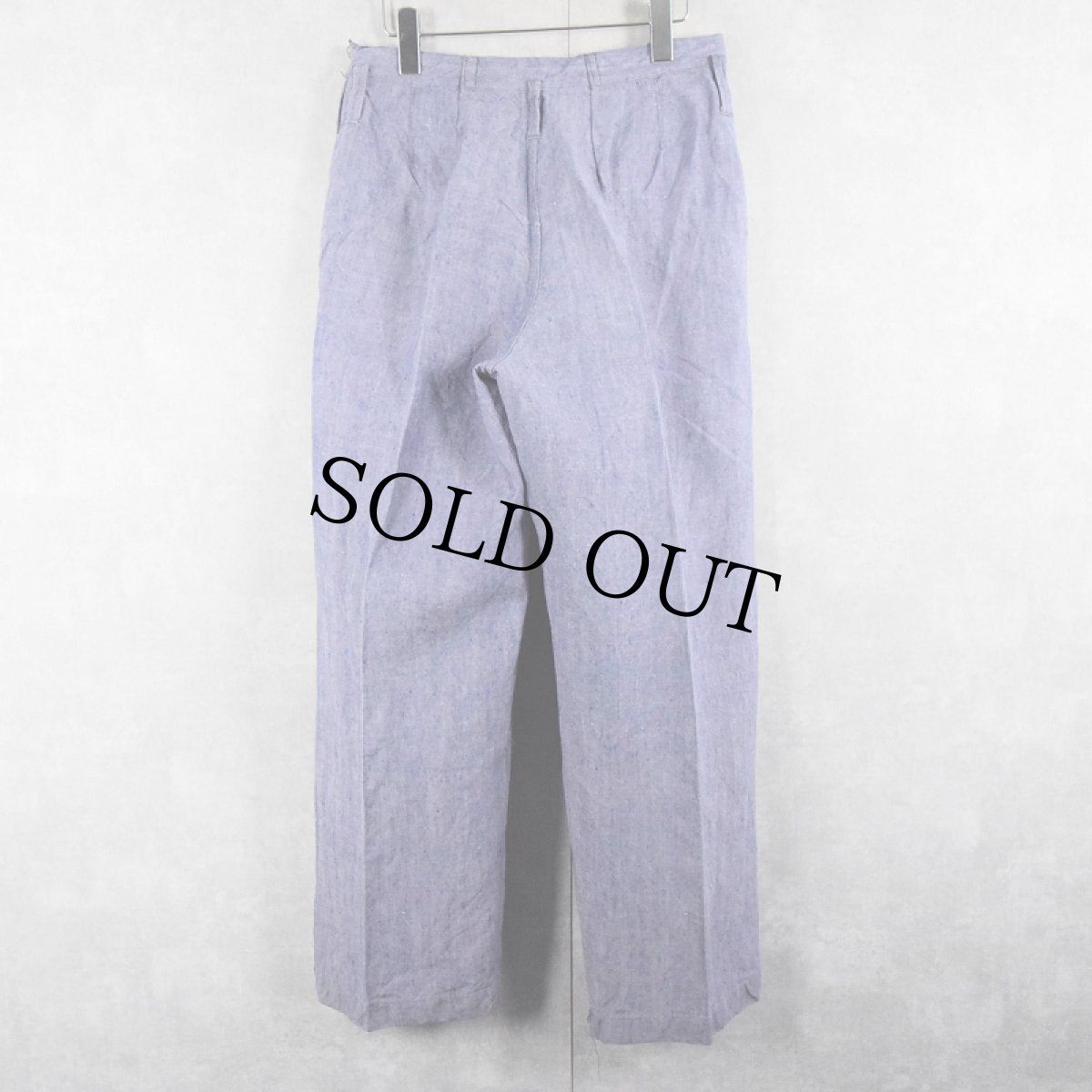 画像2: 50〜60's FRENCH MILITARY リネンセーラーパンツ "ワンウォッシュ" DEADSTOCK【W29 L28】 (2)