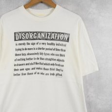 画像1: 90's LAKE STREET SHIRTS "DISORGANIZATION" メッセージプリントTシャツ (1)
