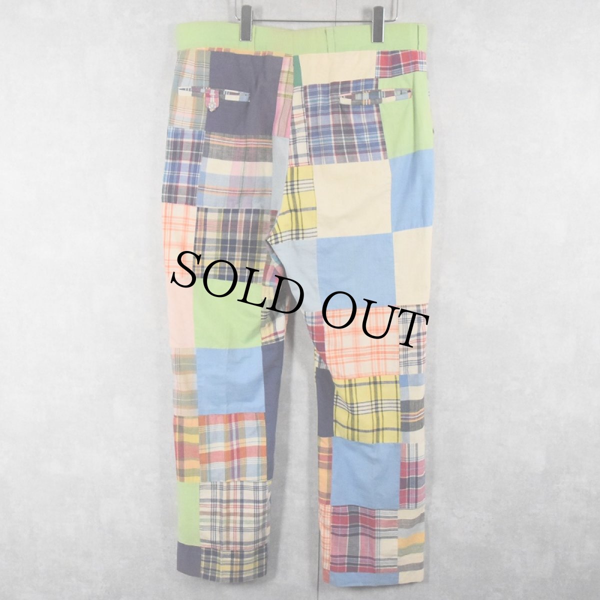 画像2: 70's チェック柄 パッチワークパンツ W36 (2)