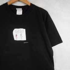 画像1: "my gums are bleeding! fuck!" シュールイラストプリントTシャツ BLACK L (1)