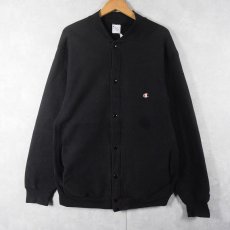 画像1: 90's Champion REVERSE WEAVE USA製 目付き フルスナップ スウェットカーディガン BLACK XL (1)