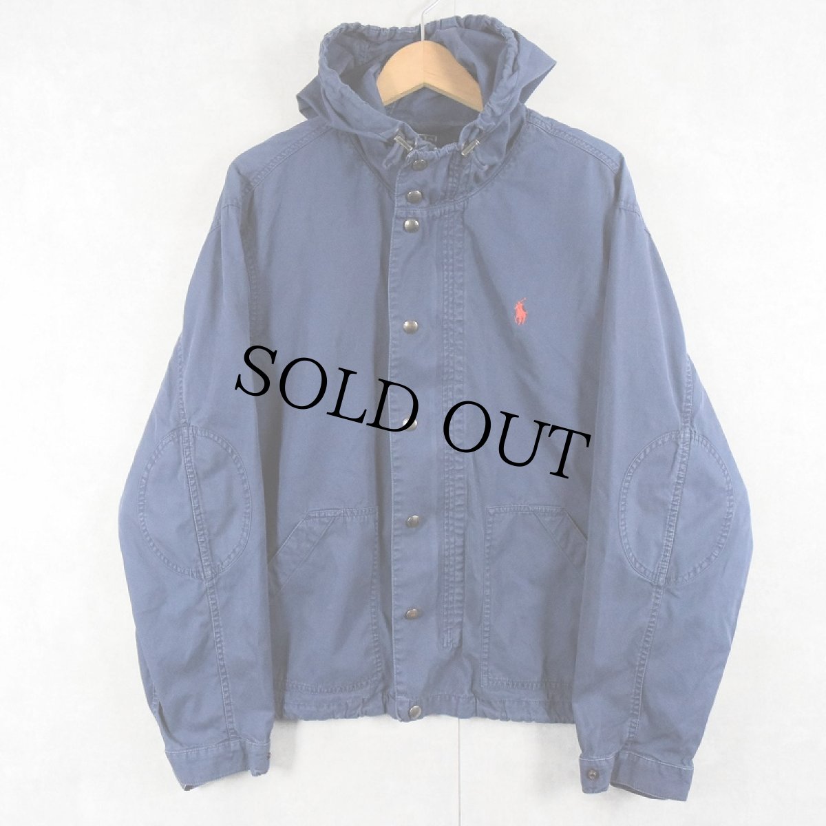 画像1: POLO Ralph Lauren エルボーパッチ付き コットンフパーカー L (1)