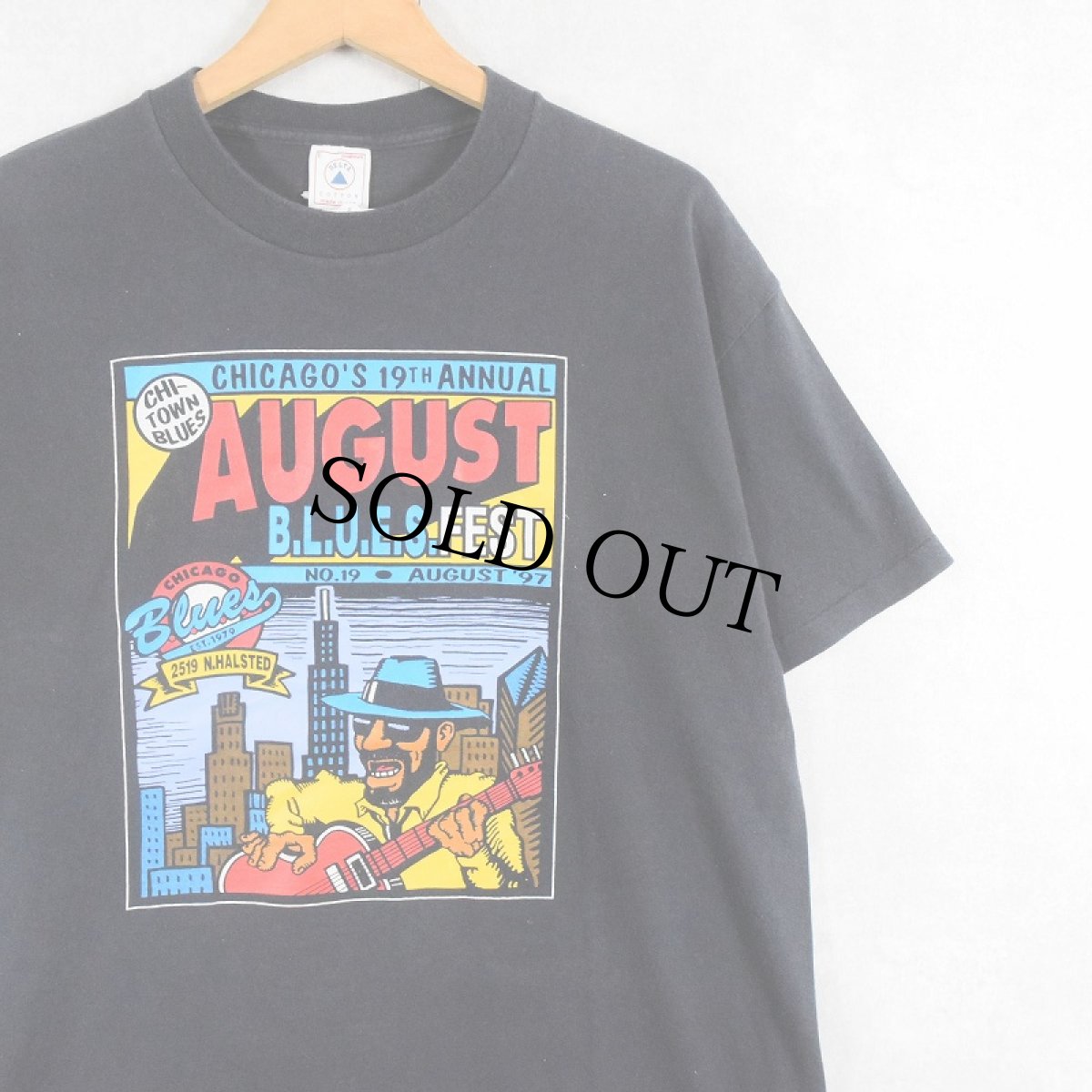 画像1: 90's August Blues Fest USA製 ミュージックフェスティバル プリントTシャツ BLACK L (1)