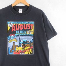 画像1: 90's August Blues Fest USA製 ミュージックフェスティバル プリントTシャツ BLACK L (1)