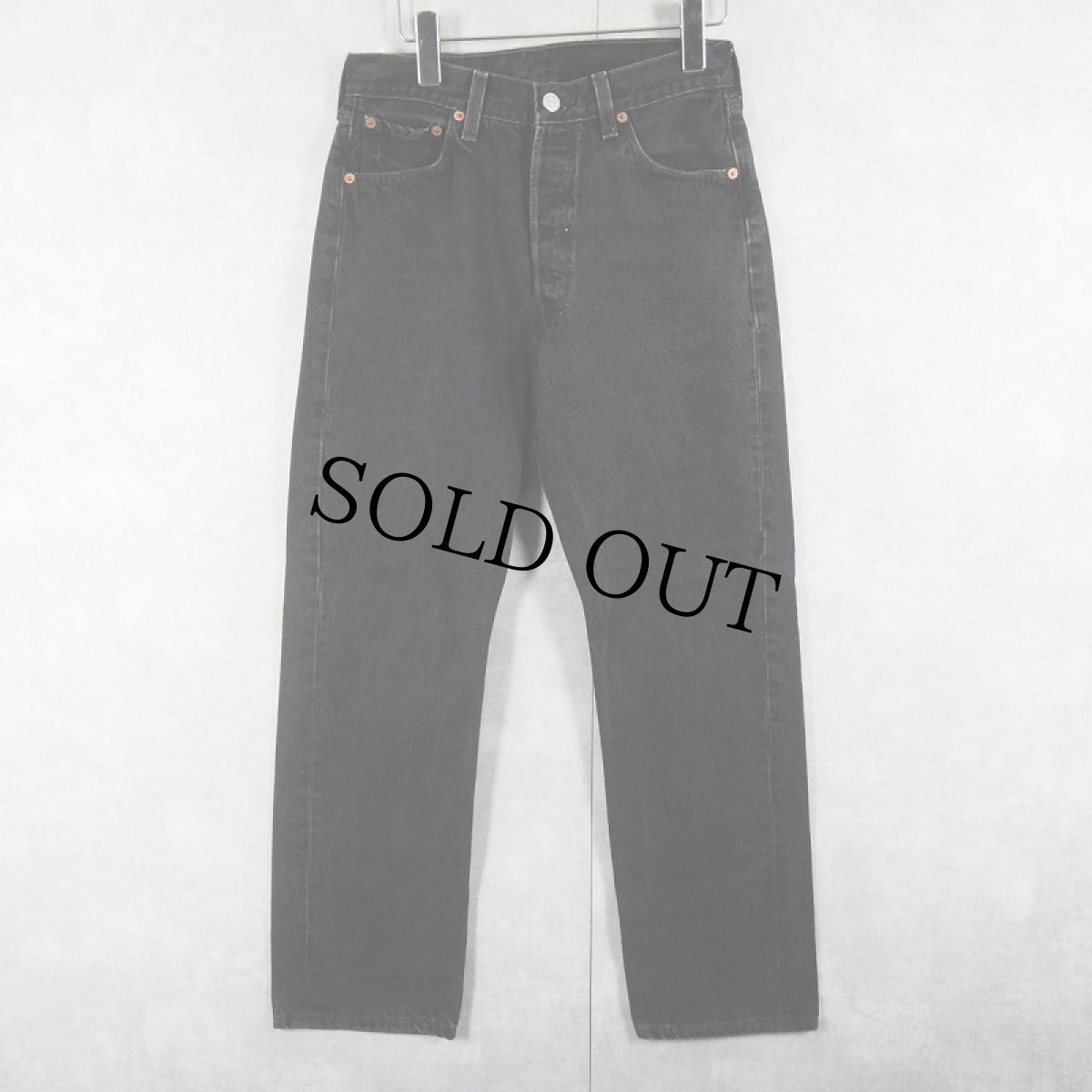 画像1: 90's Levi's 501 USA製 "サルファブラック" ブラックデニムパンツ W28 (1)