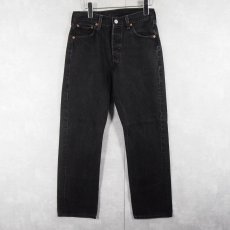 画像1: 90's Levi's 501 USA製 "サルファブラック" ブラックデニムパンツ W28 (1)