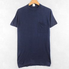 画像1: 80's Sears 無地 ポケットTシャツ NAVY M (1)