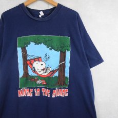 画像1: 90's SNOOPY "MADE IN THE SHADE" キャラクタープリントTシャツ NAVY XL (1)
