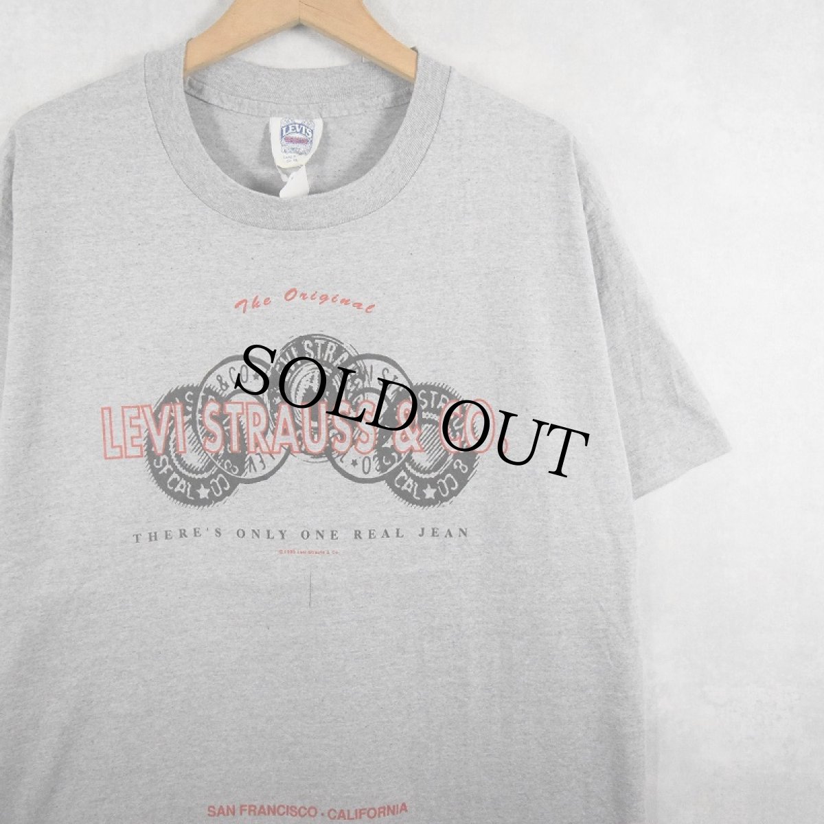 画像1: 90's Levi's USA製 "THERE'S ONLY ONE REAL JEAN" プリントTシャツ L (1)