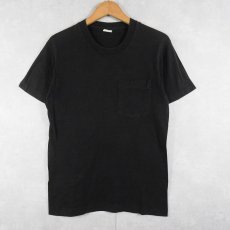 画像1: 80〜90's FRUIT OF THE LOOM 無地 ポケットTシャツ BLACK (1)