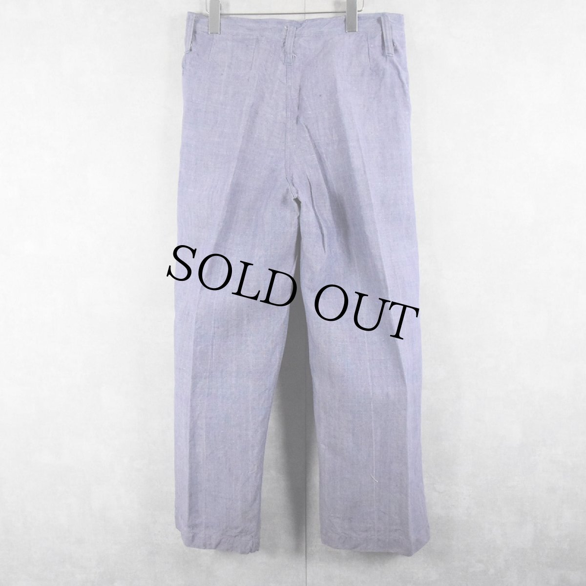 画像2: 50〜60's FRENCH MILITARY リネンセーラーパンツ "ワンウォッシュ" DEADSTOCK【W32 L29】 (2)