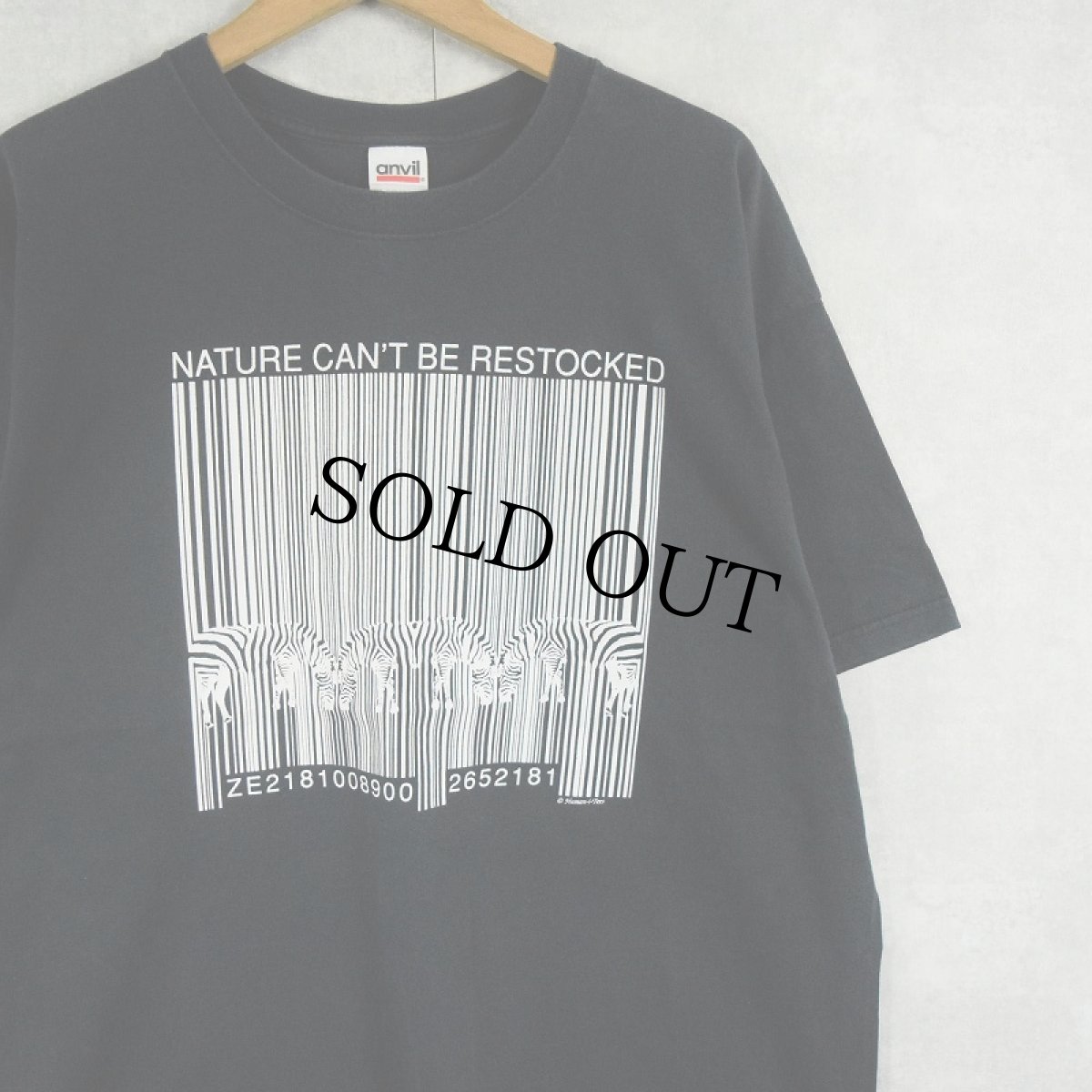 画像1: "NATURE CAN'T BE RESTOCKED" シマウマプリントTシャツ BALCK XL (1)