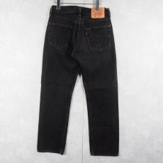 画像2: 90's Levi's 501 USA製 "サルファブラック" ブラックデニムパンツ W28 (2)