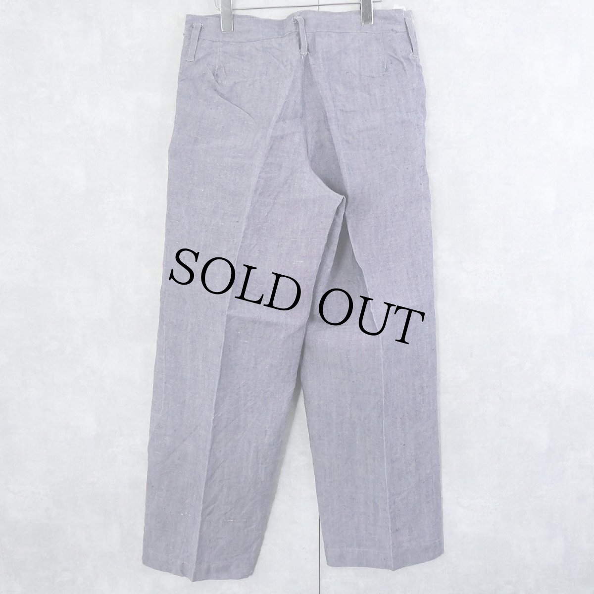 画像2: 50〜60's FRENCH MILITARY リネンセーラーパンツ "ワンウォッシュ" DEADSTOCK【W32 L29】 (2)