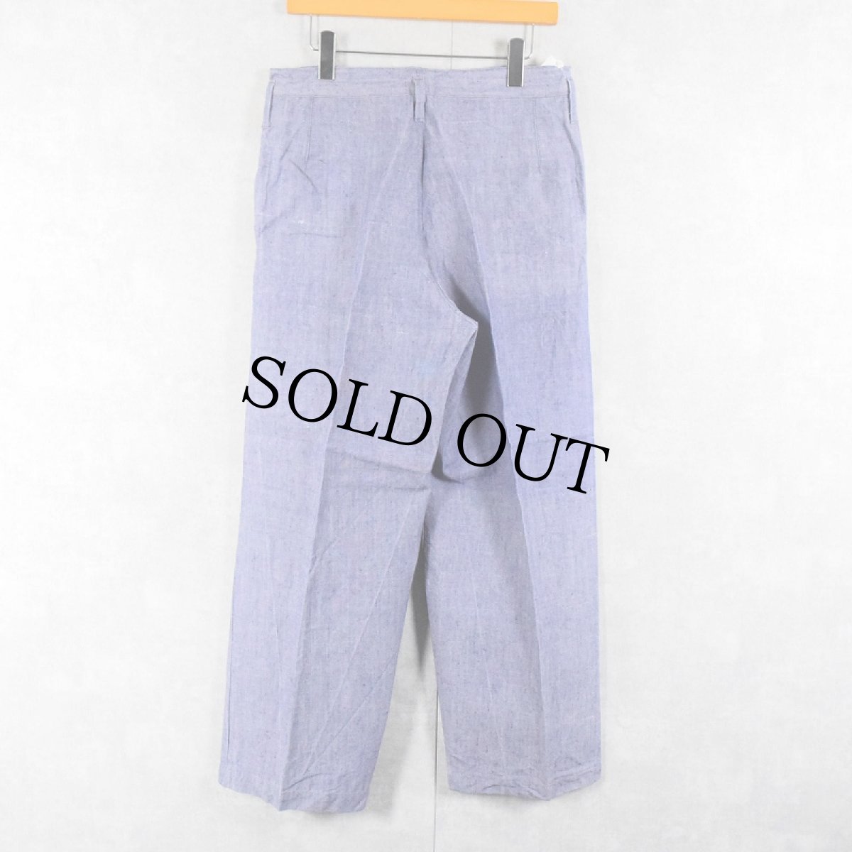 画像2: 50〜60's FRENCH MILITARY リネンセーラーパンツ "ワンウォッシュ" DEADSTOCK【W32 L30】 (2)