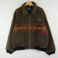 画像1: 90's PENDLETON USA製 "High Grade Western Wear" ネイティブ柄 ウールジップジャケット XL (1)