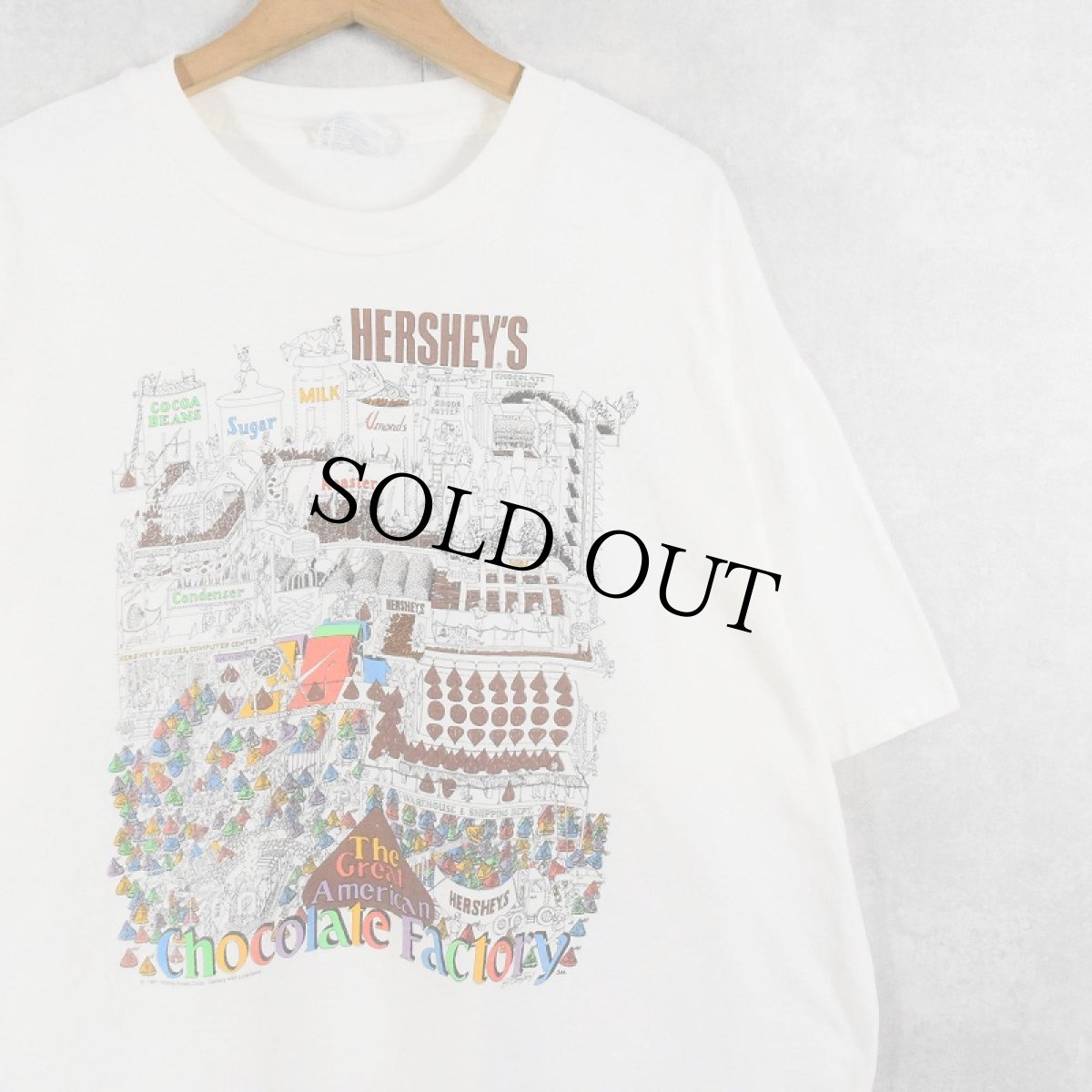画像1: 90's HERSHEY'S USA製 "Chocolate Factory" お菓子企業 イラストプリントTシャツ XXL (1)