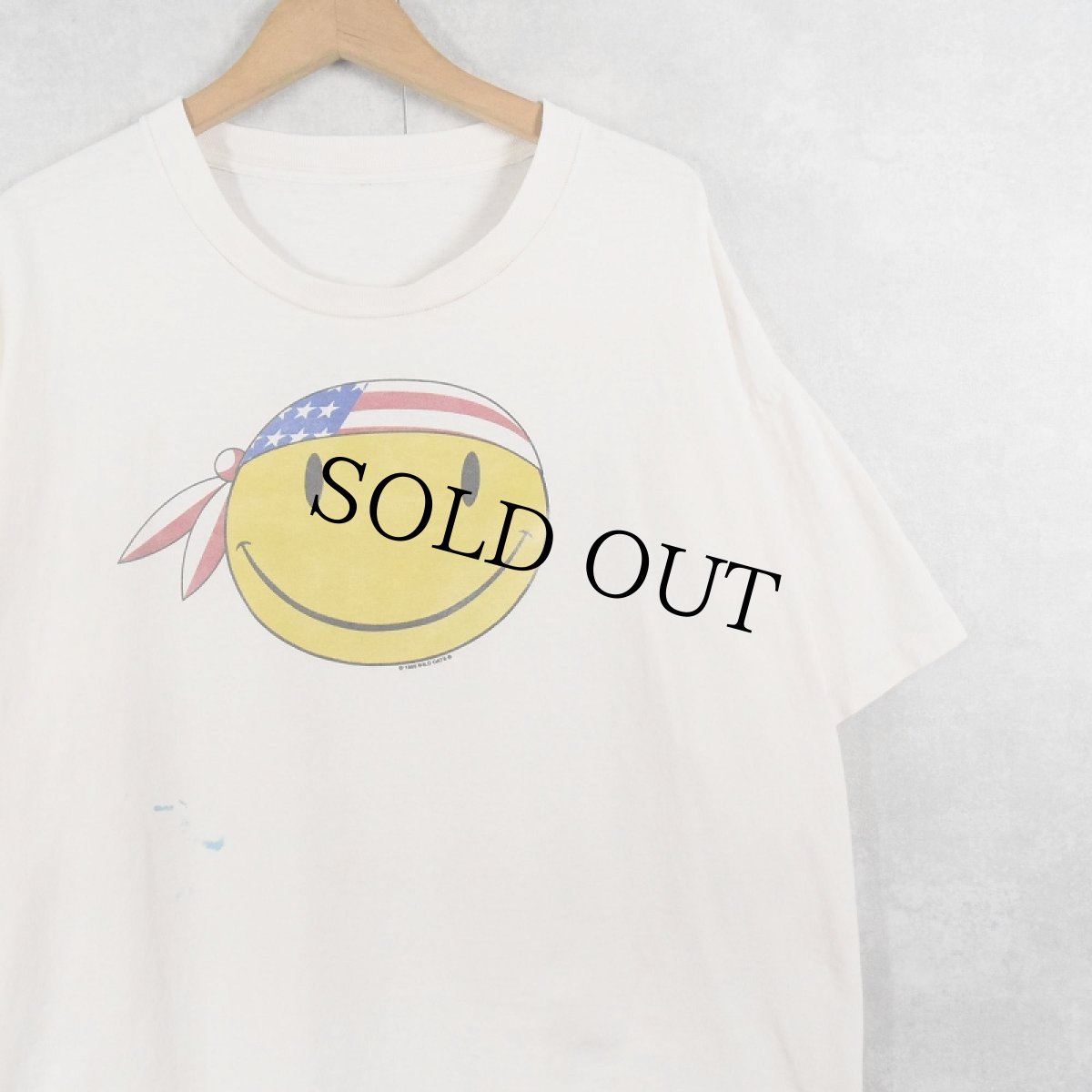 画像1: 【SALE】  90's WILD OATS "星条旗" スマイルプリントTシャツ (1)